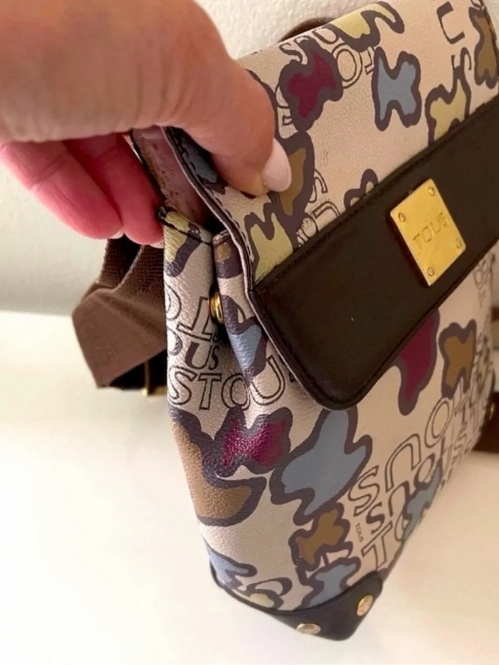 TOUS Multicolort Logo Women’s Crossbody in Cream, Brown, Blue, Olive & Burgundy